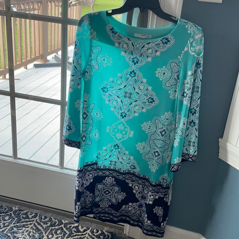 Blue patterned dress